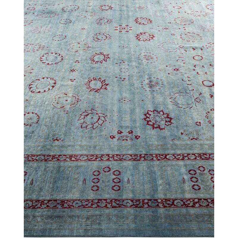 Overton Hand Knotted Wool Vintage Inspired Modern Contemporary Overdyed Gray Area Rug - 9' 1" x 12' 3"