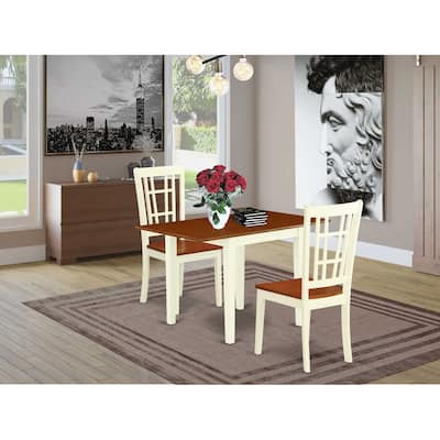 HomeStock 3-Pc Buttermilk and Cherry Finish Solid Wood Top Dining Table Set