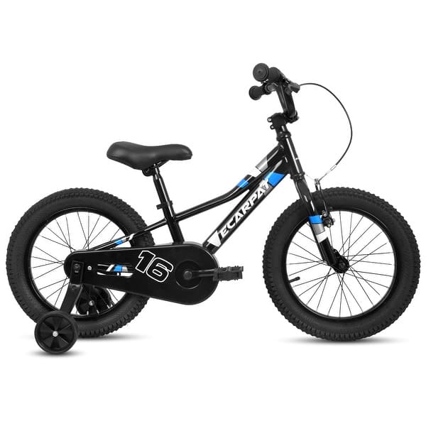 slide 2 of 17, 1-Speed Boys Girls Child Bicycles for Ages 3-4 Years, 16 Inch Kids' Bike Children Bicycle with Removable Training Wheels Black - 5-7 Years