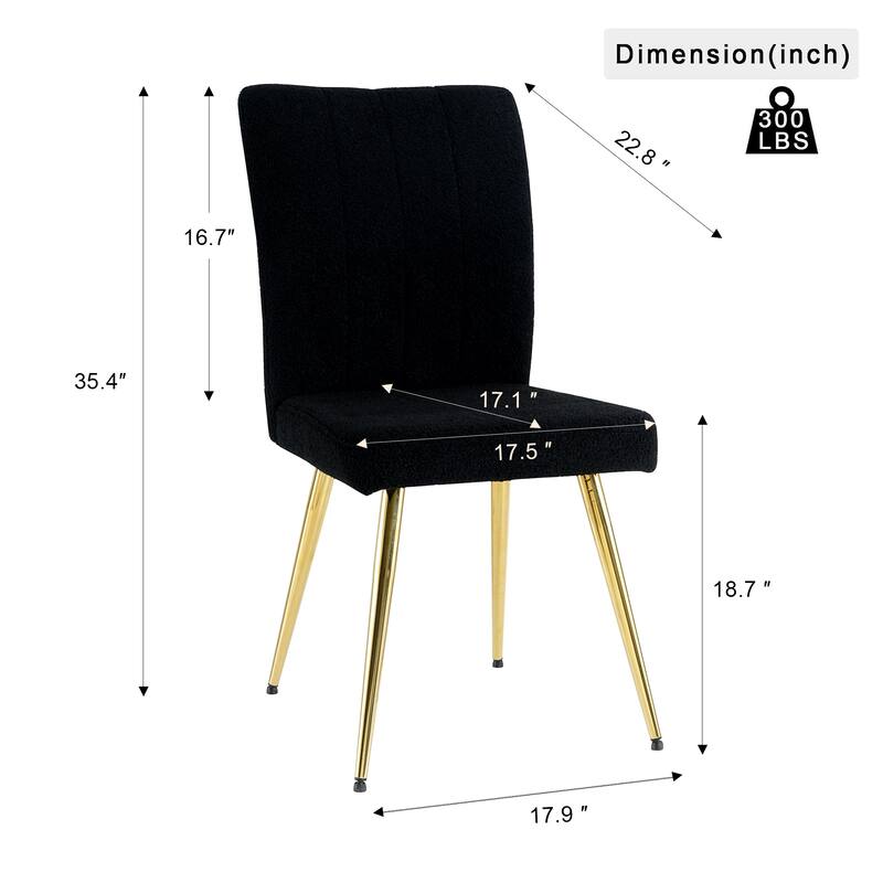 Black Teddy Wool Dining Chairs Set of 4, Upholstered Fabric Side Chair