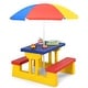 preview thumbnail 10 of 20, Costway Honeyjoy Kids Picnic Table Set with Removable Umbrella Indoor - See details Multicolor