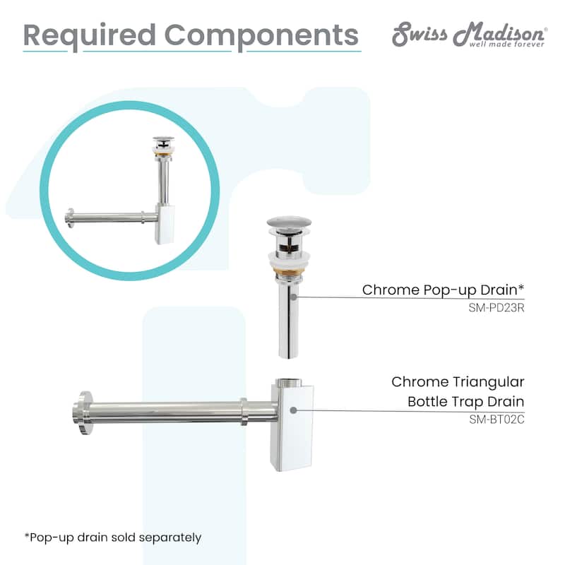 Oval Bottle Trap Drain, Chrome - 5.25" x 13" 5.25"