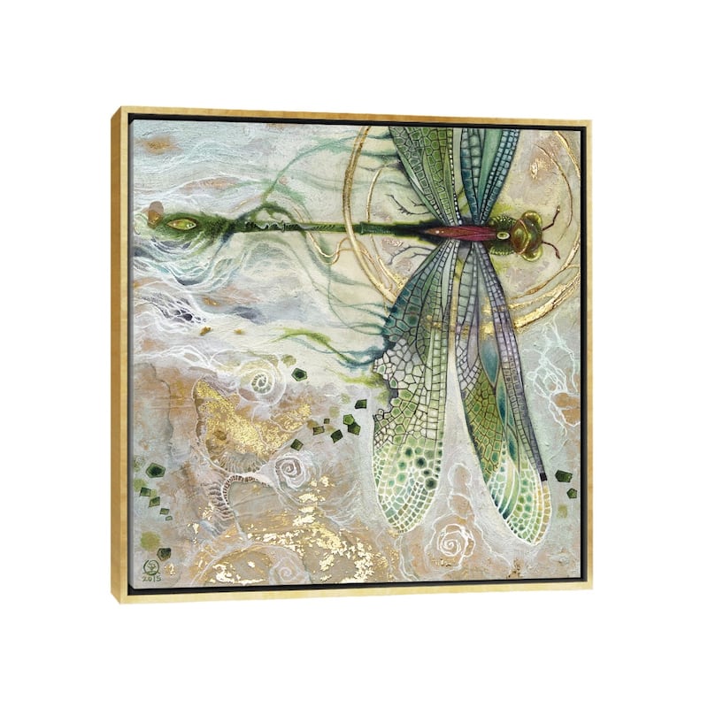 iCanvas "Damsel Fly II" by Stephanie Law Framed Canvas Print - 26x26 - Gold
