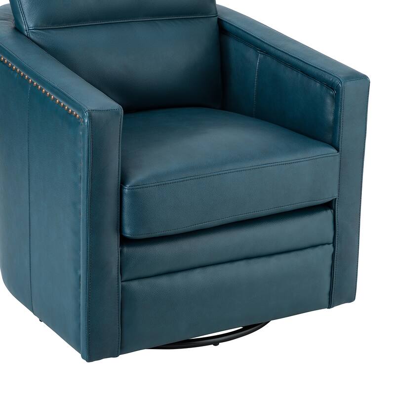Jorge 28.74" Wide Genuine Leather Swivel Chair Set of 2