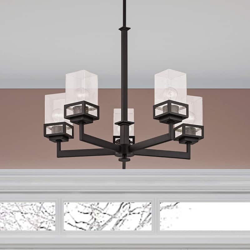 Livex Lighting 5-light Bronze Indoor Chandelier, 40595-07 - 25" D X 28.5" - 58.5" ADJ. H
