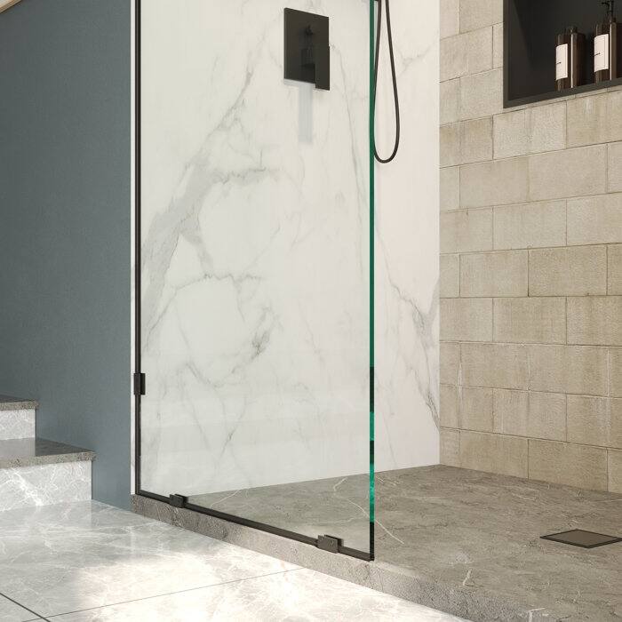 DeerValley 32"×78" Single Fixed Glass Panel For Shower, Thick Frameless Tempered Safety Glass Shower Screen