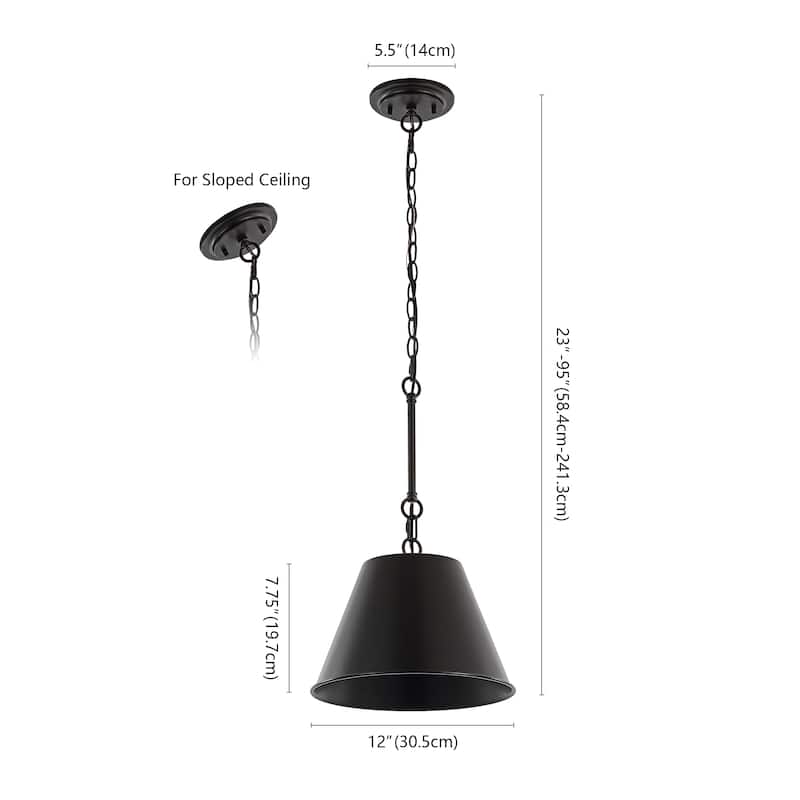 Henry 12" 1-Light Industrial Farmhouse Iron LED Pendant, Oil Rubbed Bronze by JONATHAN Y