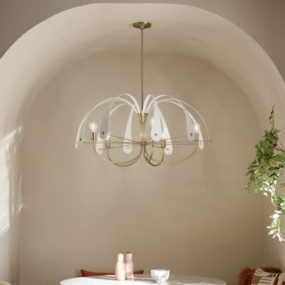 Kichler Lighting Petal 42.5 in. 5-Light Champagne Bronze with Black or White Accent Chandelier