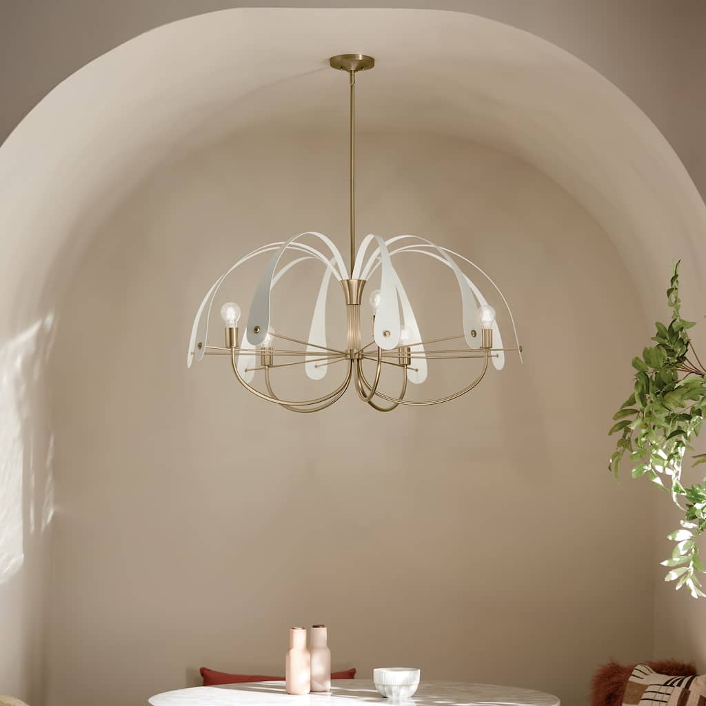 Kichler Lighting Petal 42.5 in. 5-Light Champagne Bronze with Black or White Accent Chandelier