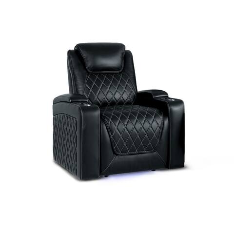 Valencia Oslo Top Grain Nappa 11000 Leather Theater Seating Power Recliner Single Seat Black