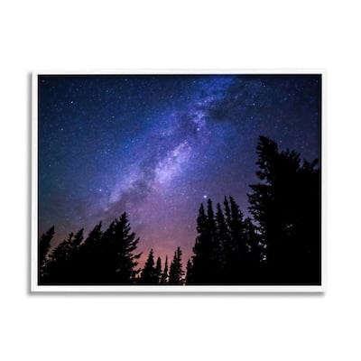 Stupell Deep Blue & Purple Galaxy Sky Stars Woodlands Border Framed Wall Art