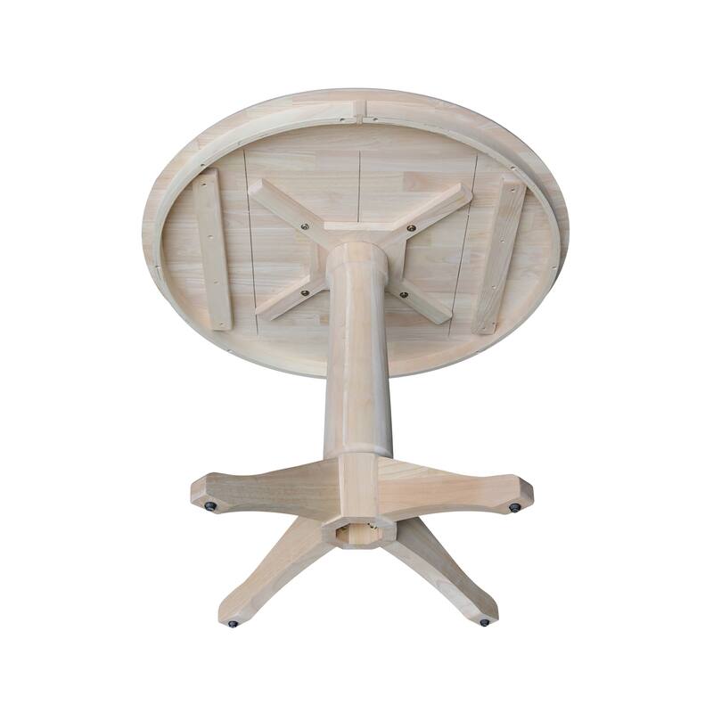 International Concepts Solid Wood 36" Round Pedestal Dining Table