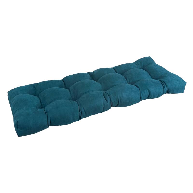 Solid Microsuede Tufted Indoor Bench Cushion (Multiple widths from 42 to 60 inch) - 51" wide - Teal