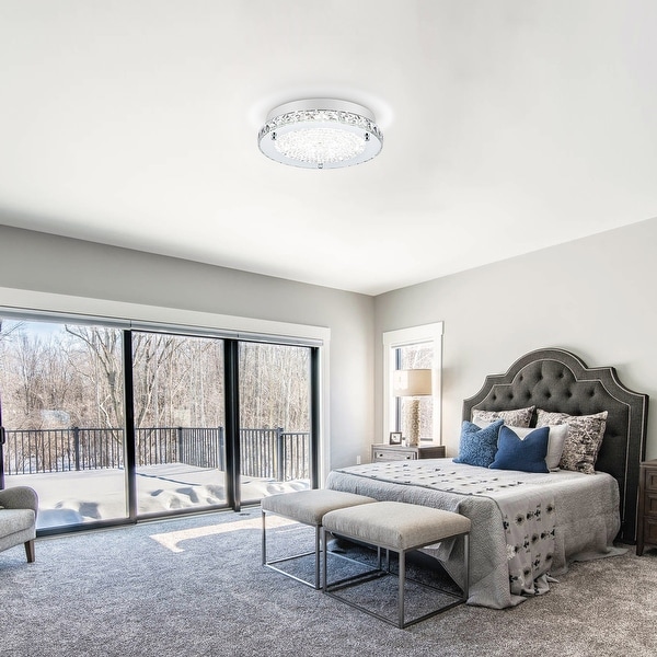 LED Crystal Flush Mount Ceiling Light Dimmable Crystal Light