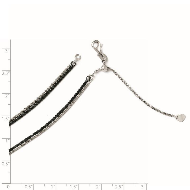 Curata 14k Yellow Gold Fancy Black and White Adjustable Double Strand Necklace,16"