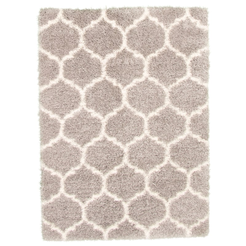 ECARPETGALLERY Agadir Trellis Moroccan Shag Rug - 6'7" x 9'6" - Grey