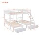 preview thumbnail 3 of 14, Full Over Twin & Twin Bunk Bed, Wood Triple Bunk Bed with Drawers, Ladder, and Guardrails, No Box Spring Needed