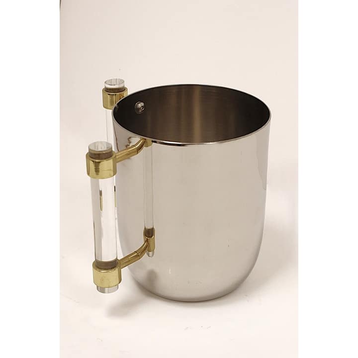 Metal Wash Cup Gold with Cylinder Handles - 5.1"H - Silver/Clear Handle