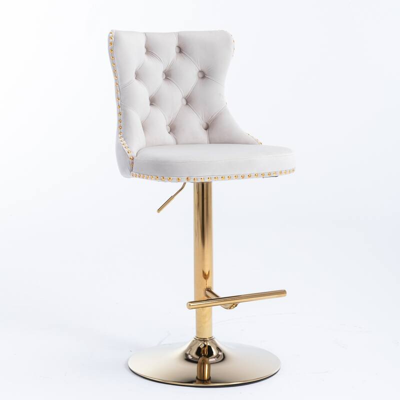 Modern Upholstered Swivel Barstools with Adjusatble Seat Height,Set of 2
