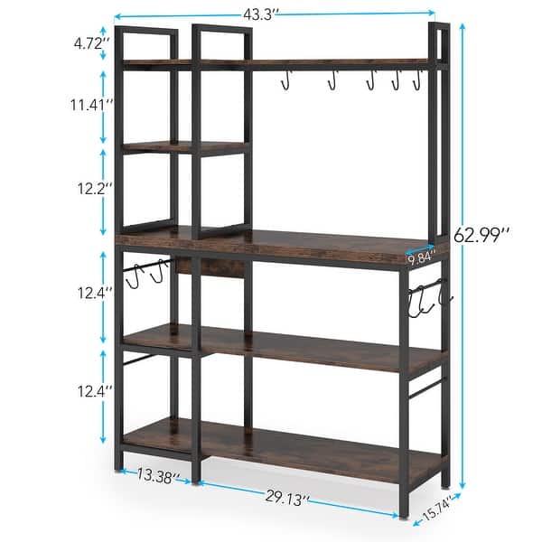 Industrail 5-Tier Bakers Rack for Kitchen, Microwave Stand Kitchen ...