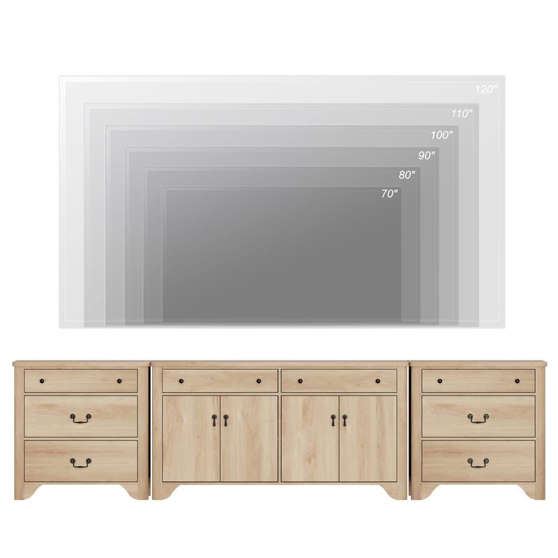 WAMPAT 122 " W Large Farmhouse Sideboard, Sideboard Buffet Cabinet with Doors and Adjustable Shelf