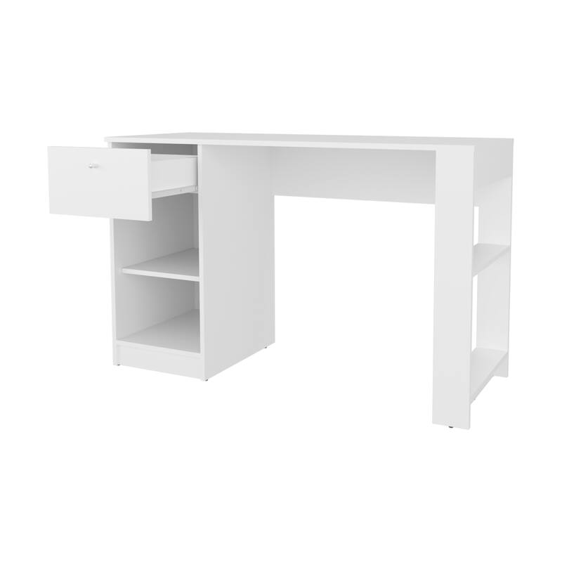 White L-shaped Computer Desk with CPU Holder