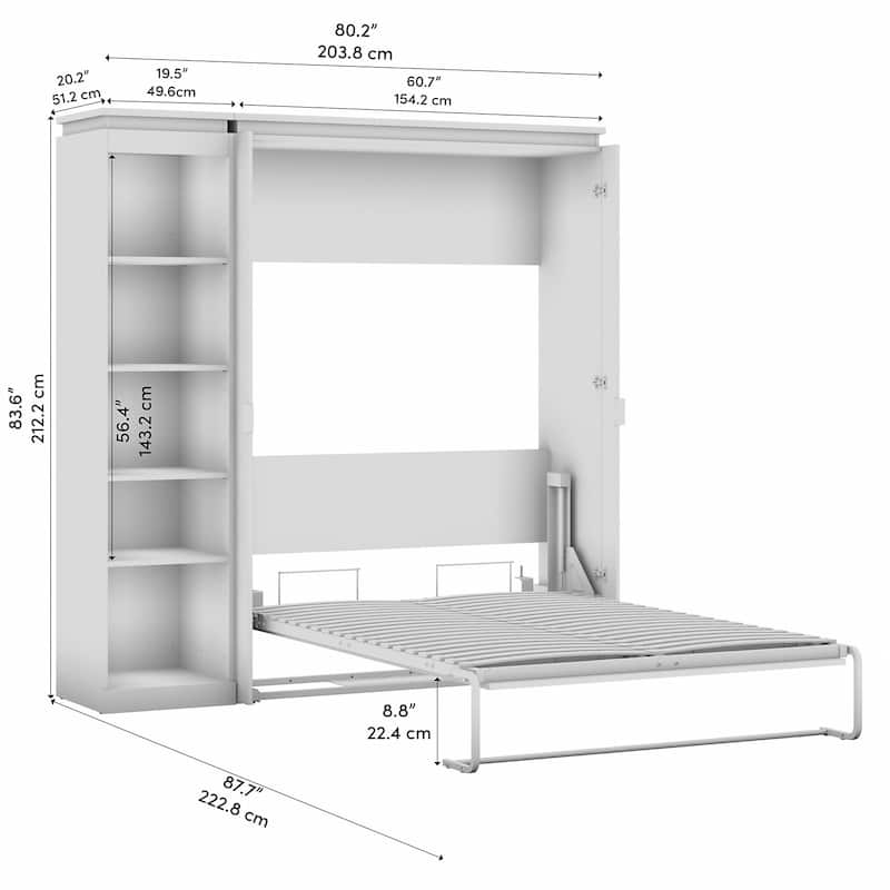 Orion Full Murphy Bed with Shelves (81W) by Bestar