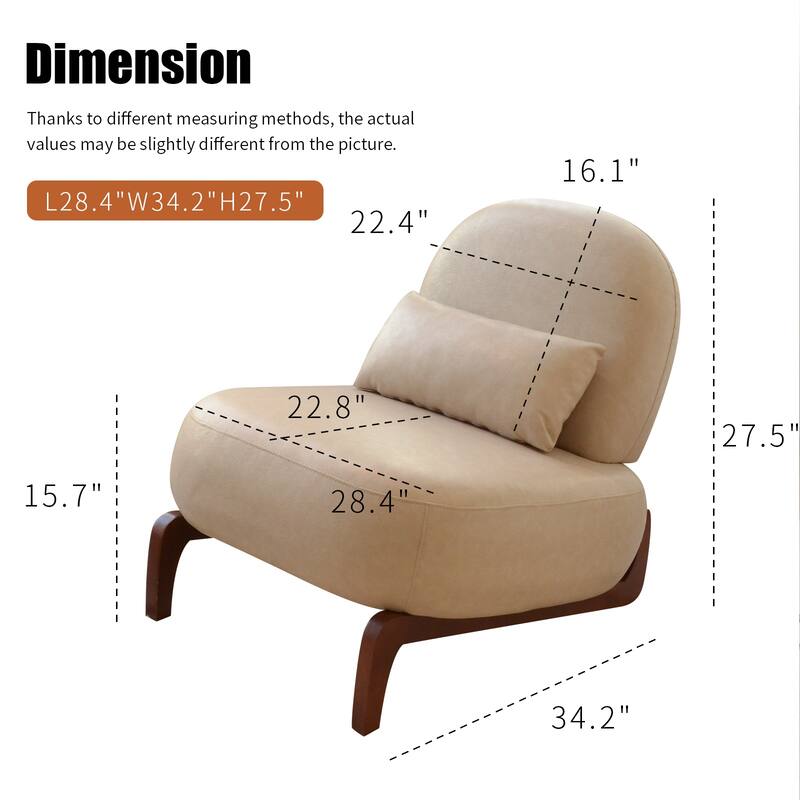 Accent Chair with Solid Wood Legs - Cream