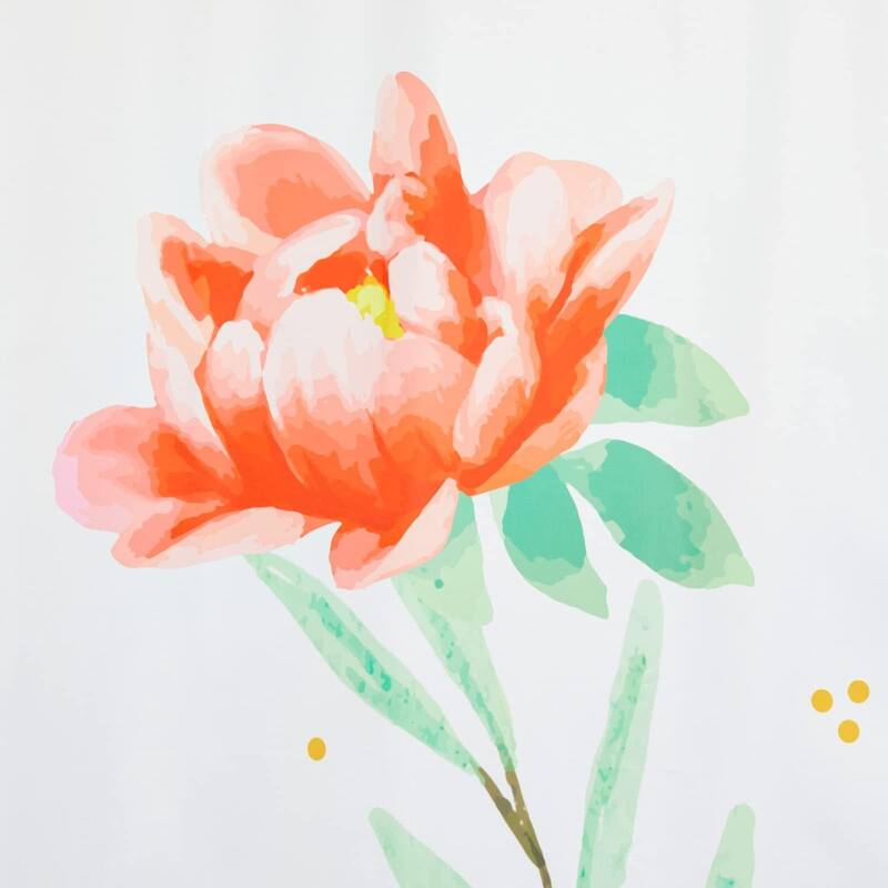 Floral Shower Curtain Set With 12 Hooks, Bathroom Decor 72 x 72 Inches