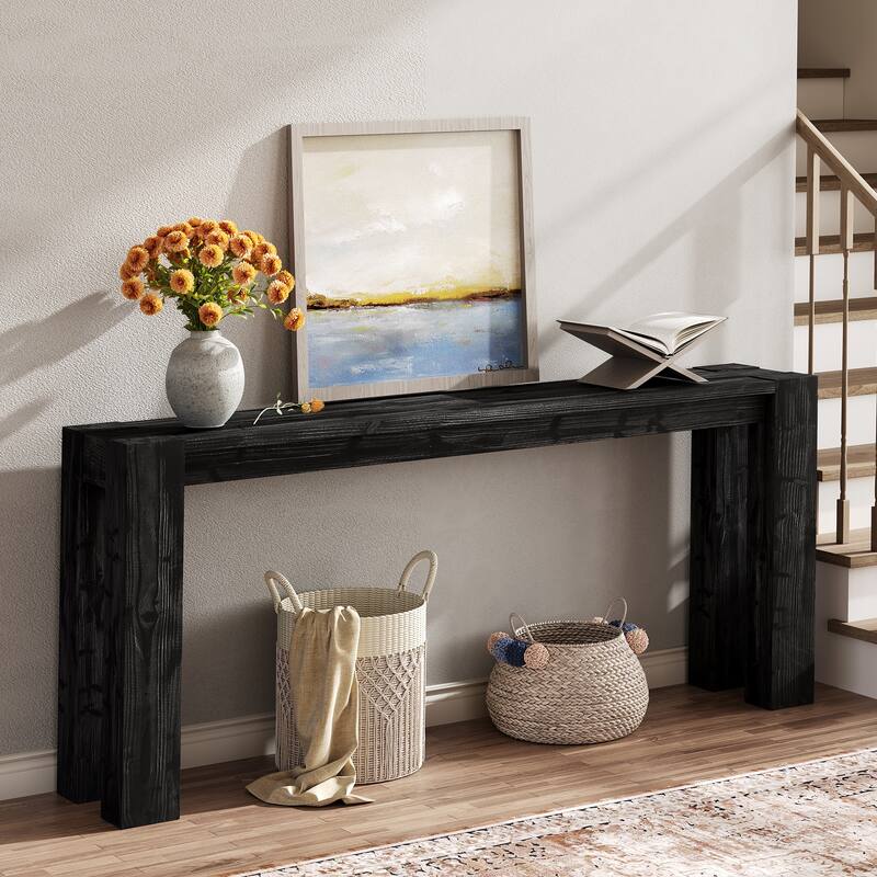 Solid Wood Console Table 70.9-Inch Long Narrow Sofa Table Behind Couch