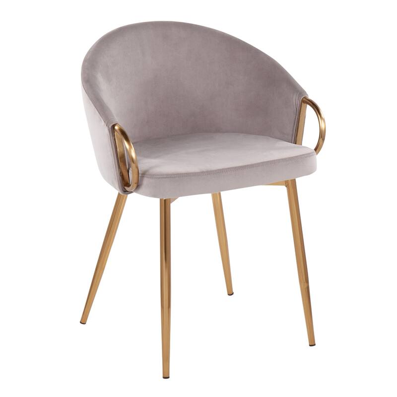 Silver Orchid Battista Upholstered Chair - Set of 2 - Silver Velvet/Gold Metal