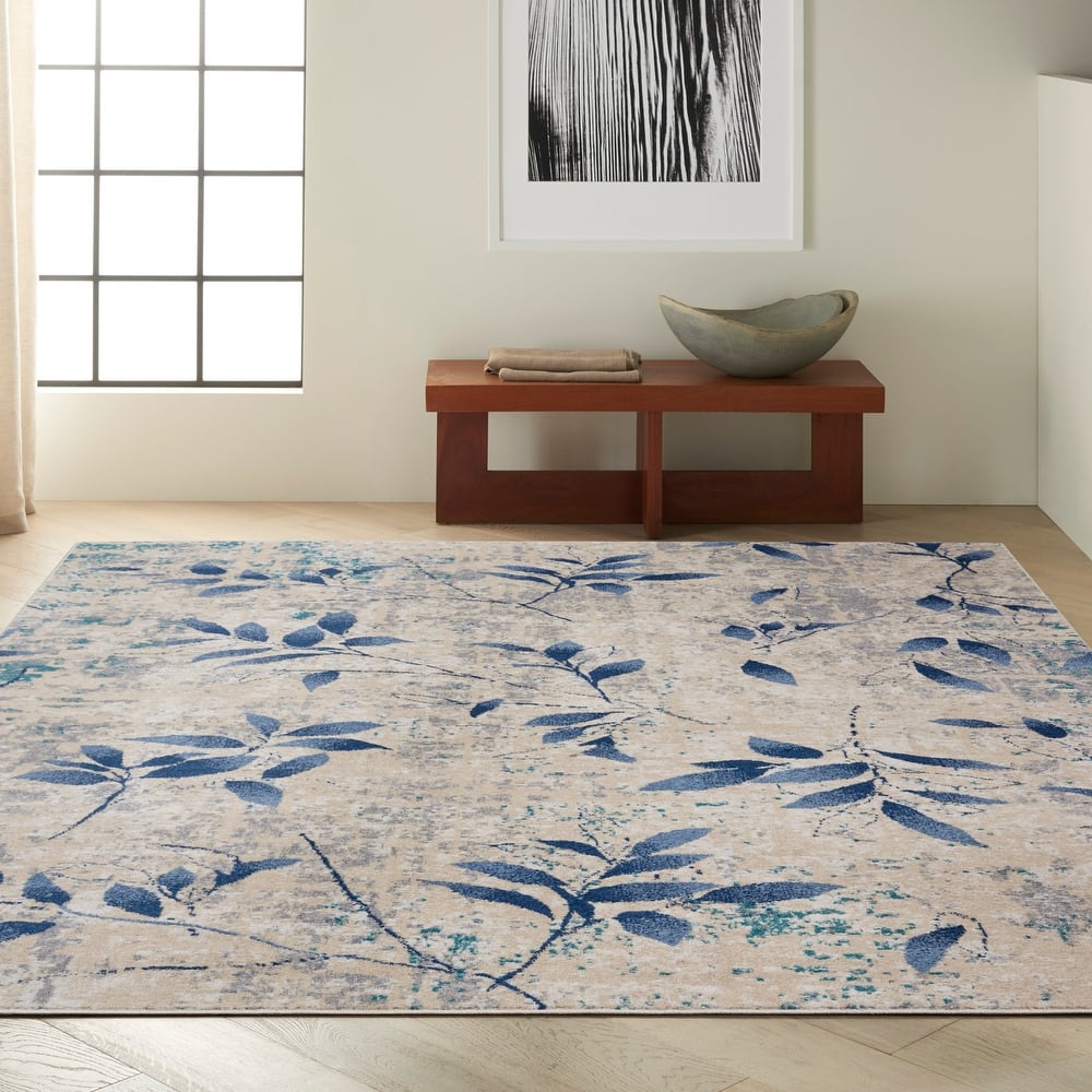 Calvin Klein River Flow Contemporary Botanical Area Rug
