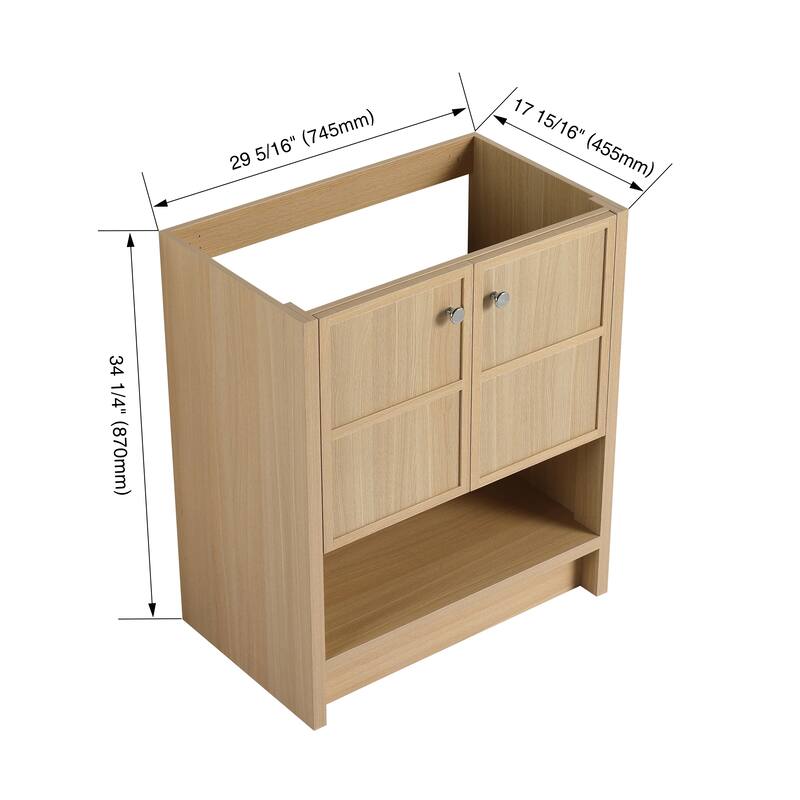GDFStudio - Roserise Modern Freestanding Bathroom Vanity Cabinet with 2-Soft Closing Doors, Sink NOT INCLUDED - 30"