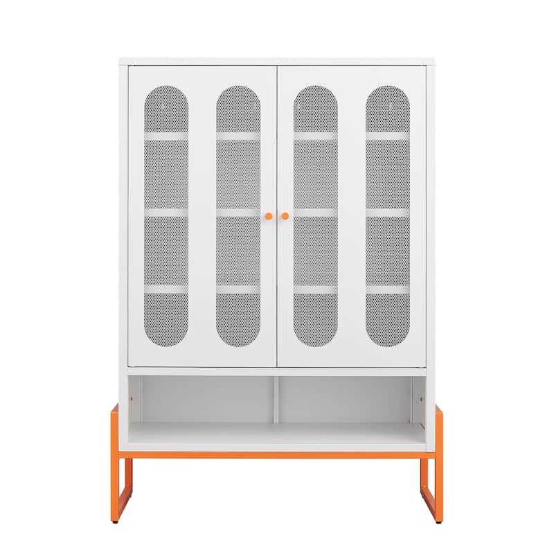 5.9"H Foot Double-Sided Door Shoe Cabinet With Movable Double-Layer Partitions And Hollow Base Moisture-Proof And Seismic Design