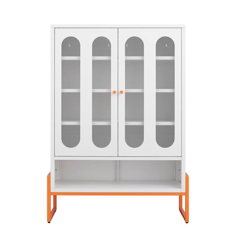 High Foot Double-Sided Mesh Door Shoe Cabinet With Movable Double-Layer Partitions And Hollow Base