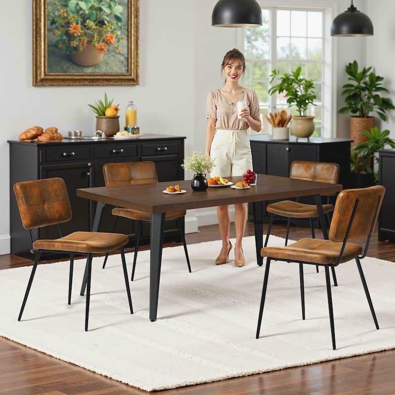 Homylin 63-Inch Rectangular Dining Table with Metal Legs, Modern Kitchen & Dining Room Table