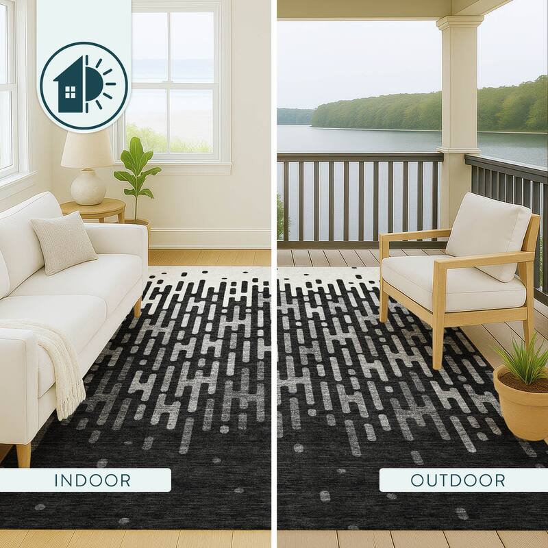Machine Washable Indoor/ Outdoor Modern Kingman Chantille Rug