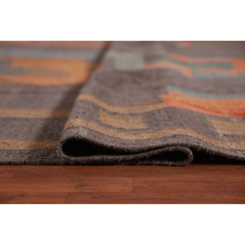 Hand Woven Oriental 100% Jute Carpet Southwestern Modern Greys & Charcoal Kilim Area Rug - 14' 0'' X 10' 7''