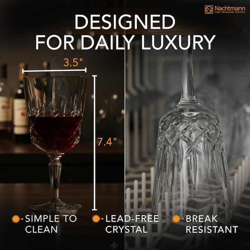 Nachtmann Set of 4 Noblesse Crystal Cocktail Glasses - 12 oz