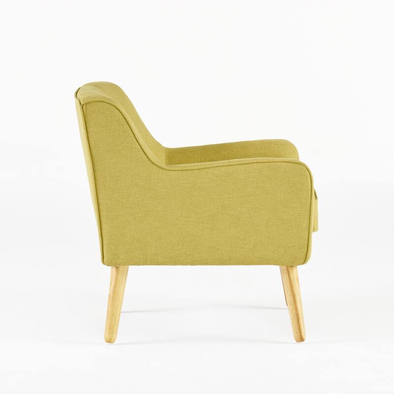 Merax Tufted Fabric Arm Chair with Wooden Legs