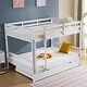 preview thumbnail 30 of 31, Full Size Bunk Bed With Trundle Bed, With Ladder And Safety Rails Pinewood Bunk Bed