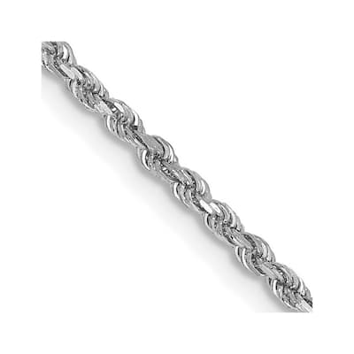 Curata 14k White Gold 10" 1.8mm Diamond-Cut Rope Chain Ankle Bracelet (Lobster-claw)