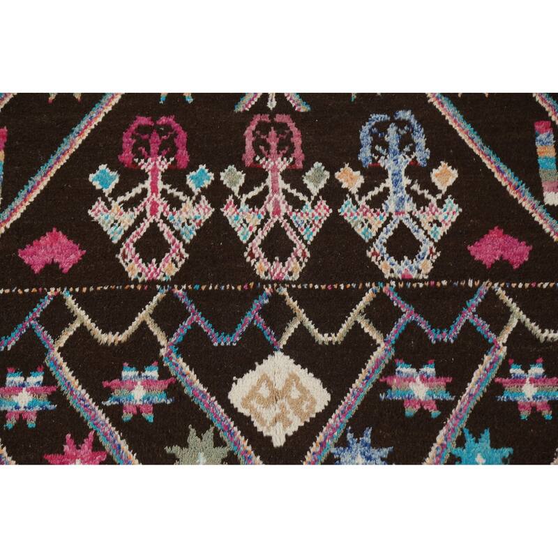 Geometric Tribal Moroccan Area Rug Hand-knotted Oriental Wool Carpet - 5'10" x 9'7"
