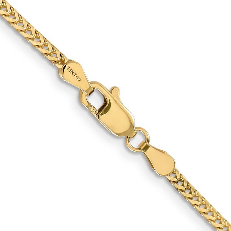 Curata 14k Yellow Gold Solid Polished 2.0mm Franco Chain Bracelet Lobster Claw
