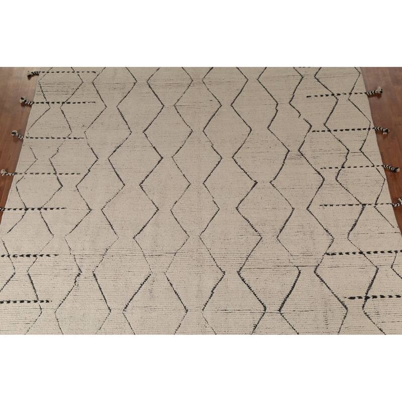 All-Over Moroccan Oriental Area Rug Handmade Wool Carpet - 8'9"x 12'10"