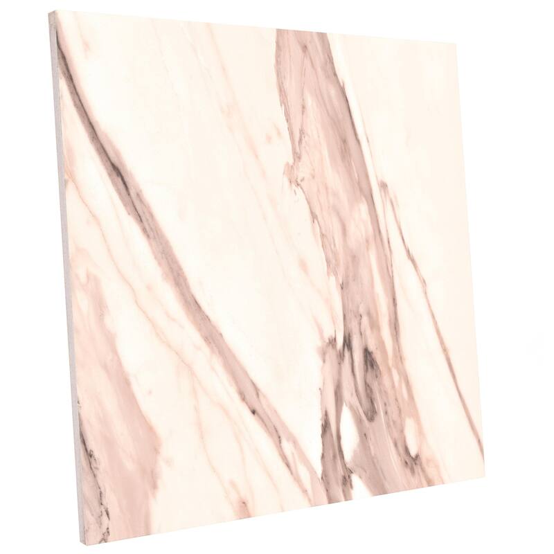 Merola Tile Reve Checker Noir with Rose 23-1/2" x 23-1/2" Porcelain Floor and Wall Tile