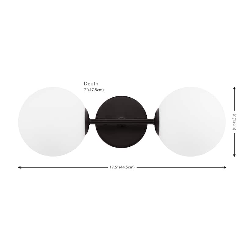 SAFAVIEH Rakhee 2-Light Globe Bathroom Vanity Wall Sconce (LED Bulbs Included) - 17.5 In. W x 7 In. D x 6 In. H - 18Wx7Dx6H