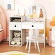preview thumbnail 5 of 20, Costway Princess Bunny Makeup Table with Lighted Mirror, Open Shelves - See Details