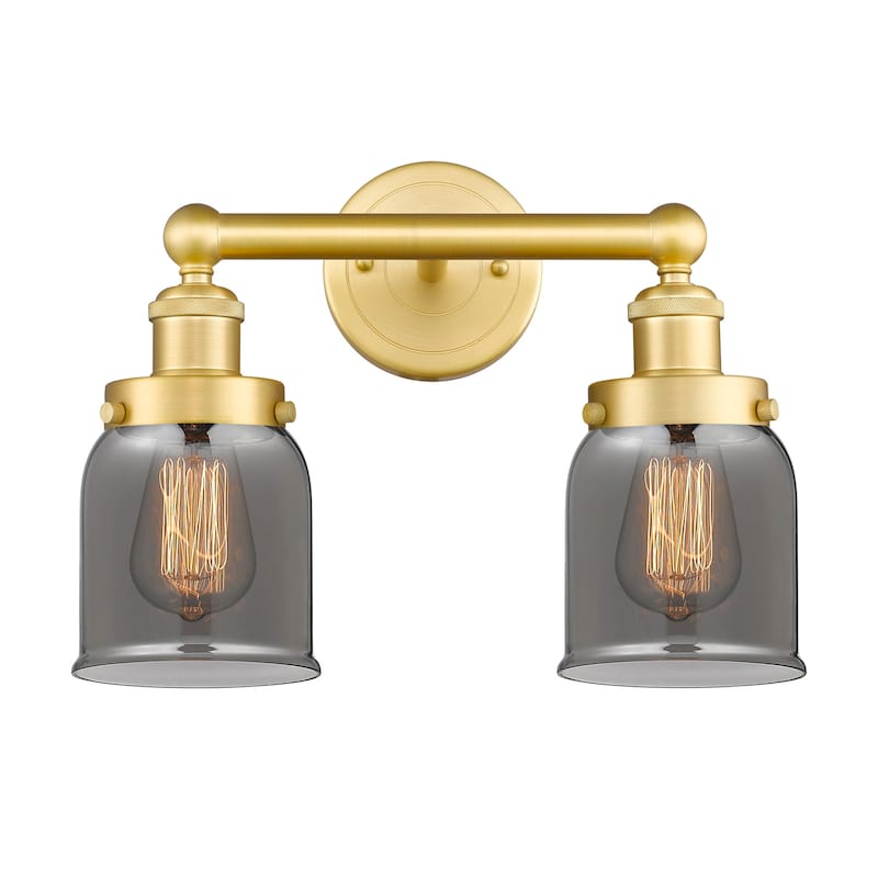 Innovations Lighting 616-2W-10-16 Bell Vanity Bell 2 Light 16" Wide - Satin Gold / Plated Smoke