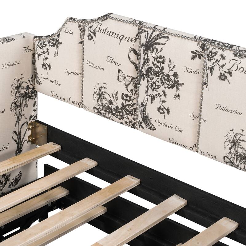 Twin Size Upholstered Daybed with Pop-Up Trundle & USB Charging Ports